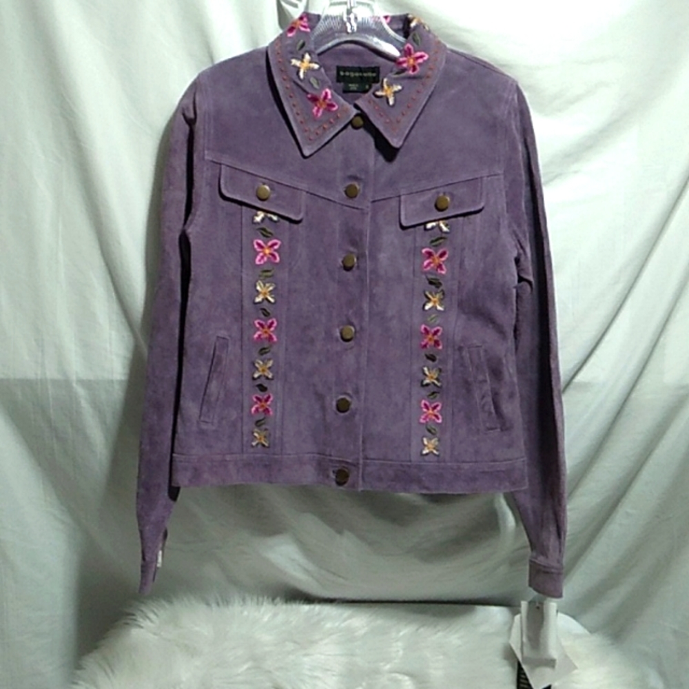 (D-1) SALE! RARE! NWT Bagatelle Leather Floral Jacket Sz.S Fits Up To M